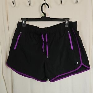 Women's Black and Purple Shorts